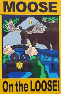 Moose on the loose highway sign campaign
