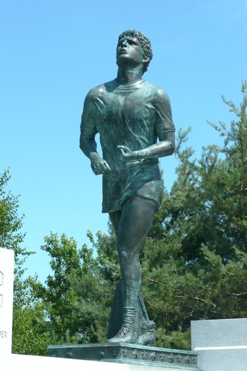 Terry Fox, forever persuing  his dream of conquering cancer